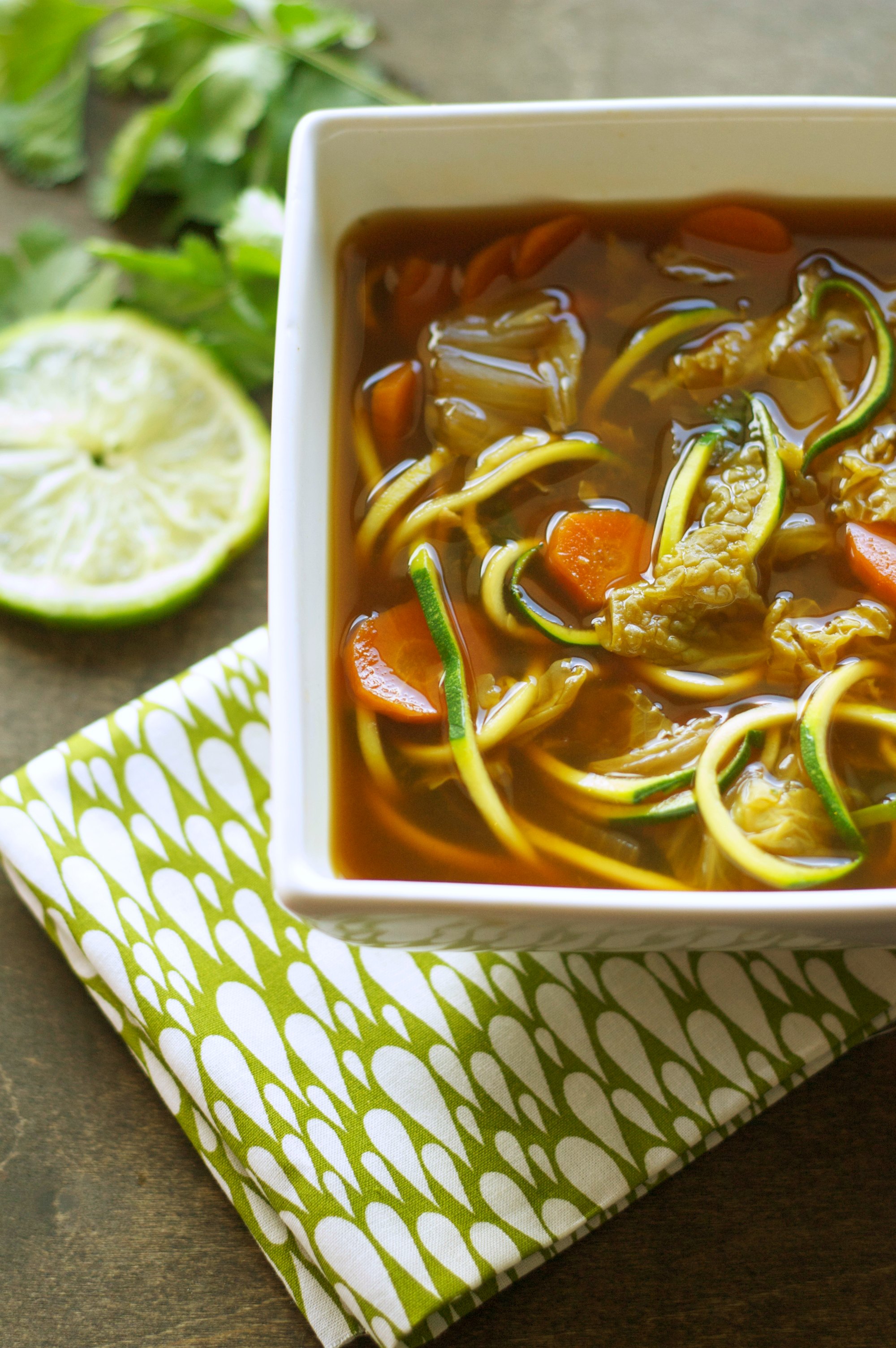 Slow cooker miso vegetable zoodle soup