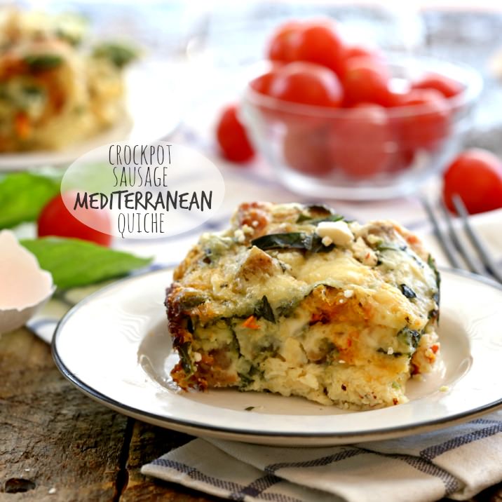 Crockpot healthy sausage Mediterranean quiche