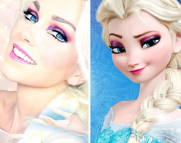 Incredible Transformations into Celebrities and Disney Characters Using Only Makeup